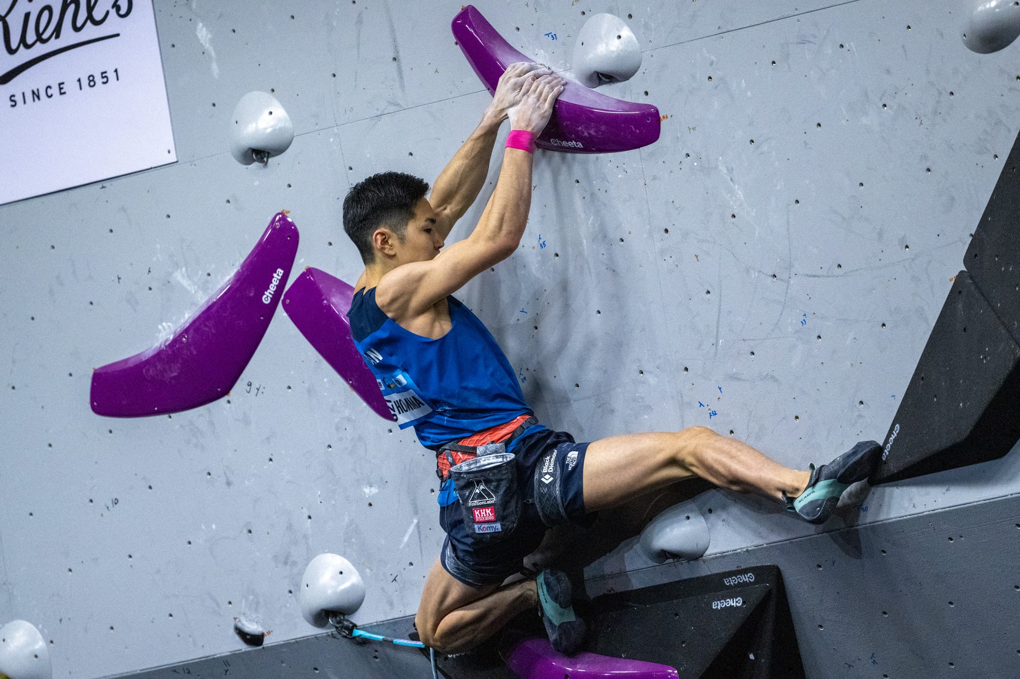 Taisei Homma on the headwall setting up for the coordination move.