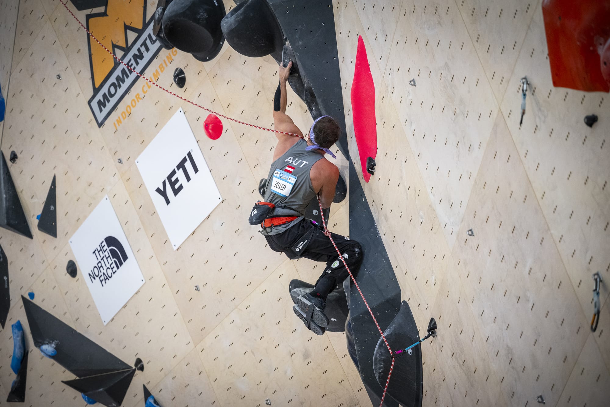 Angelino Zeller climbing on the final route for AL1 in Salt Lake City