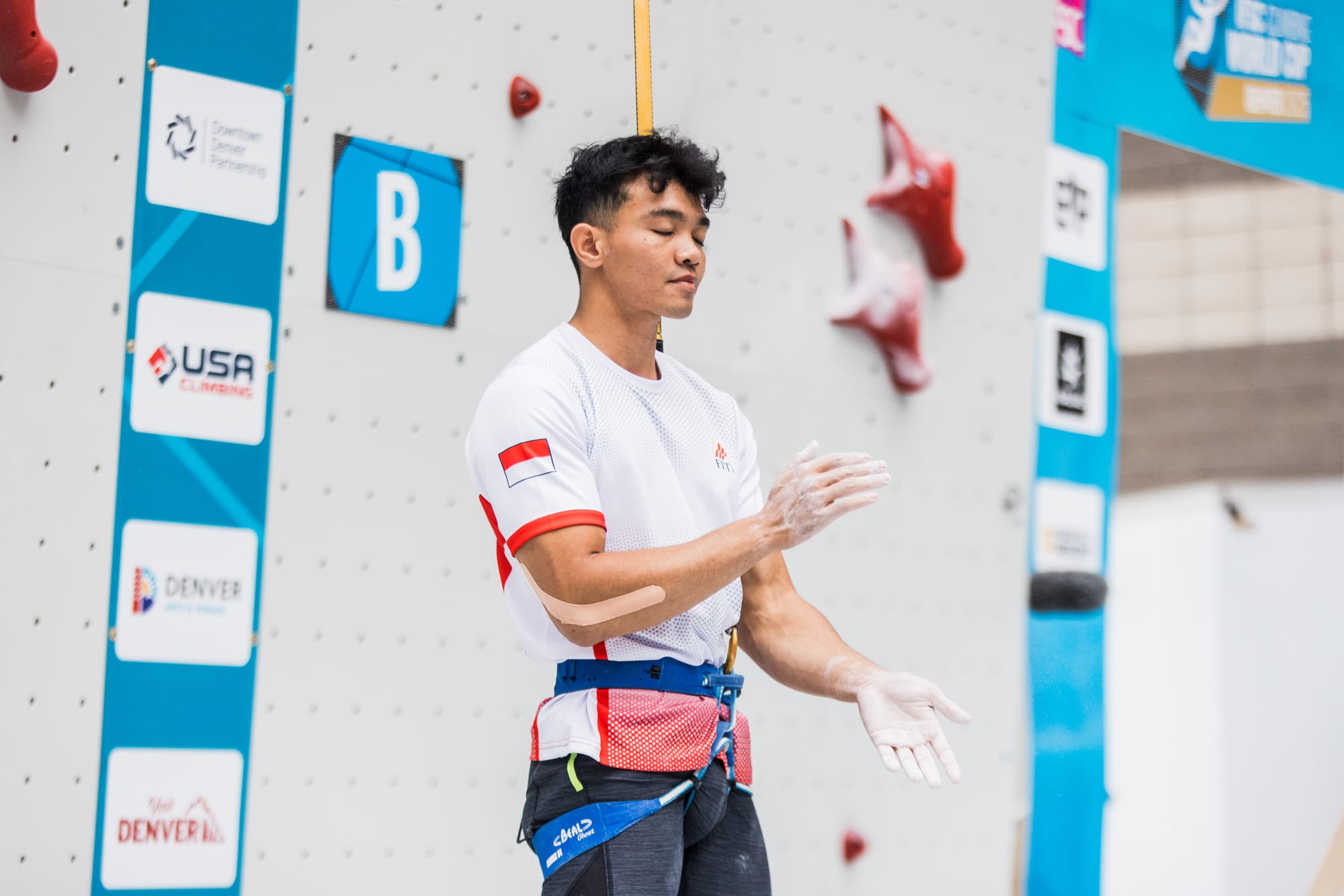 Kiromal Katibin getting ready for a run on the speed wall.
