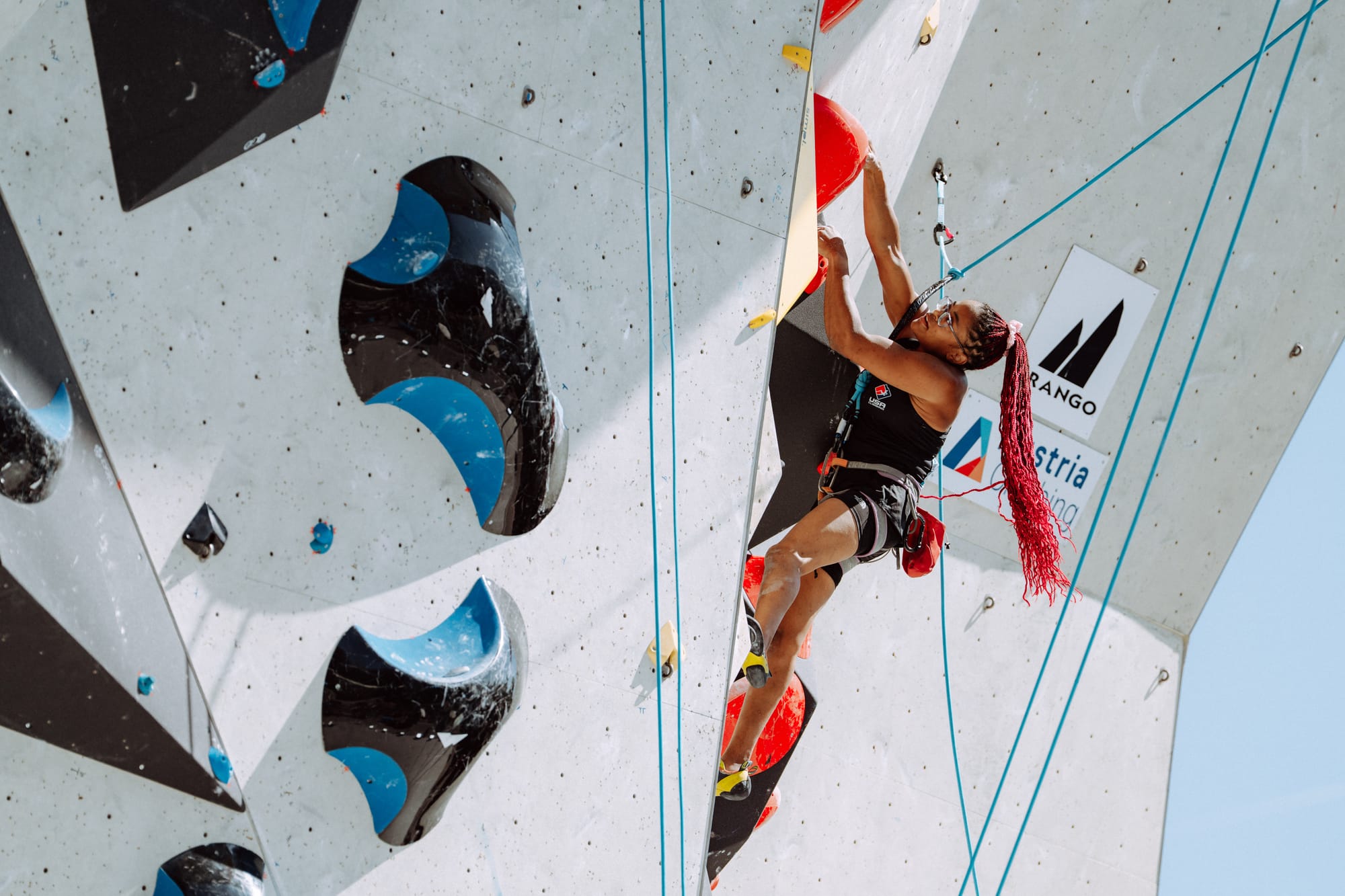 Melissa Ruiz climbing on the final route