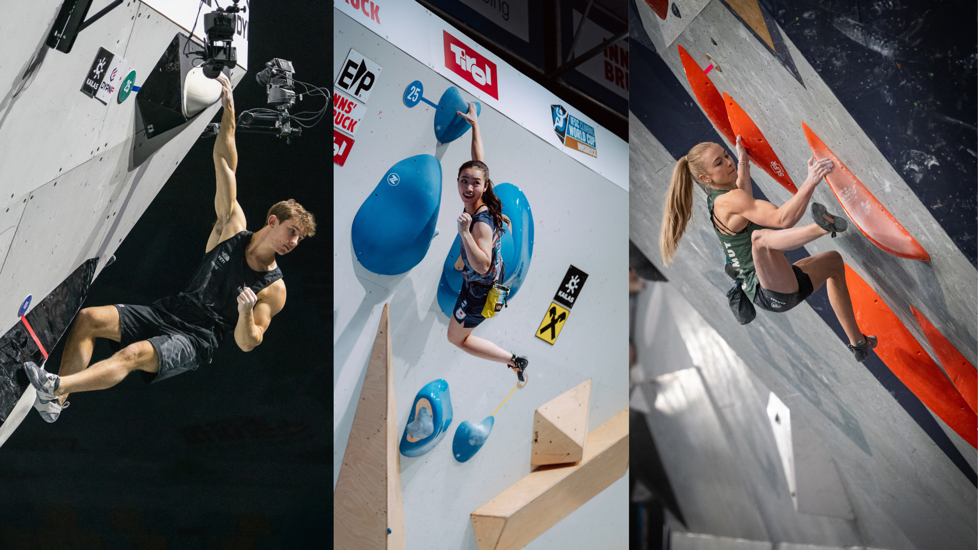 Colin Duffy, Anon Matsufuji, and Lucia Dörffel climbing