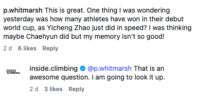 This is great. One thing I was wondering yesterday was how many athletes have won in their debut world cup, as Yicheng Zhao just did in speed? I was thinking maybe Chaehyun did but my memory isn't so good!
