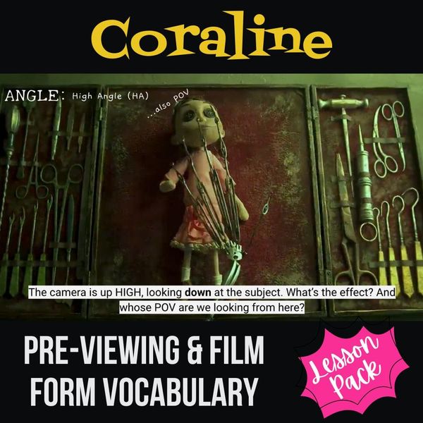 Coraline Pre-Viewing & Intro to Film Form Vocabulary Lesson Pack