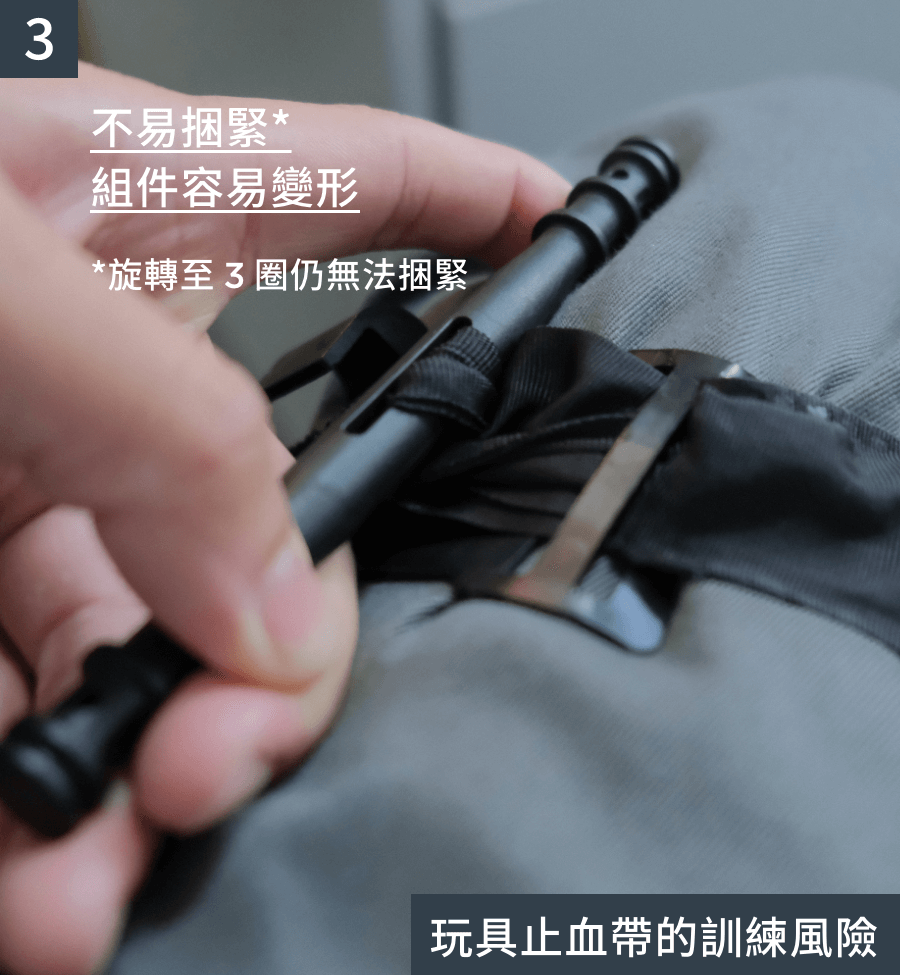 風險三：止血絞棒在旋轉時容易造成組件變形，正常旋轉次數下仍無法達到止血效果