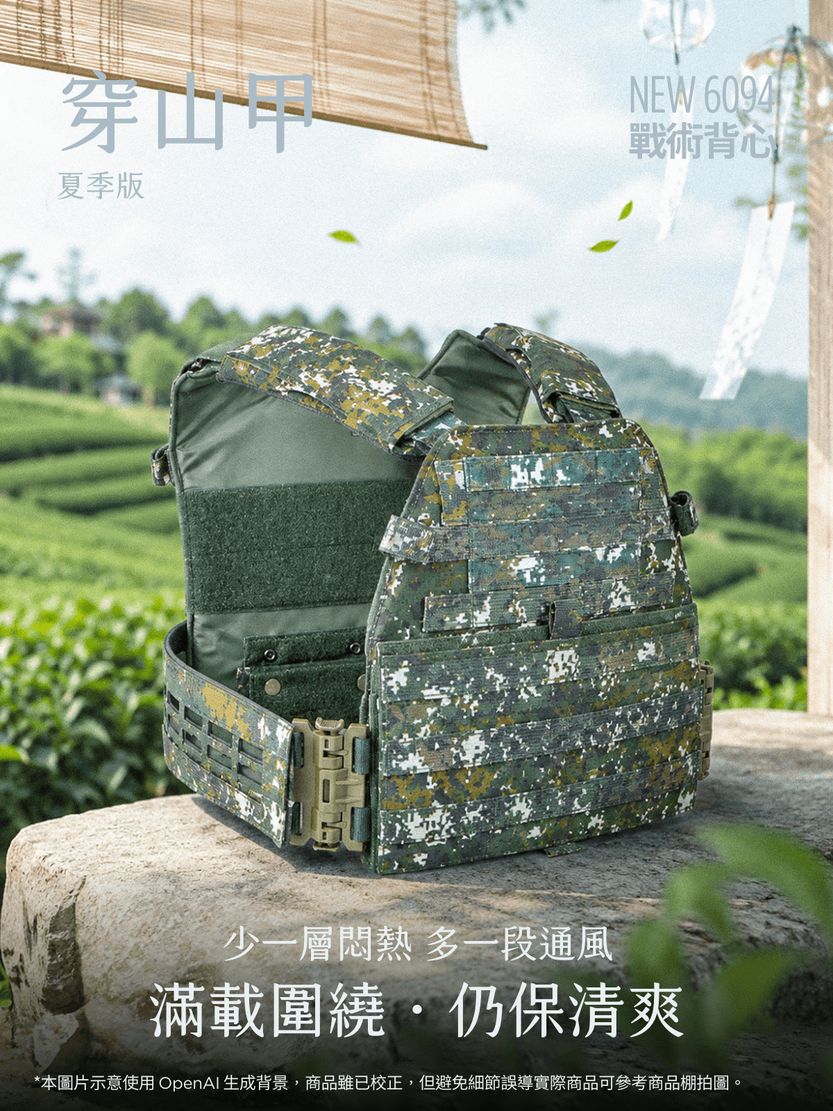 穿山甲戰術背心夏季版,採用 Tegris 彈性包圍,結構性創造空氣通道,與微晶格搭配有效制熱!圖:傲骨戰術裝備屋
