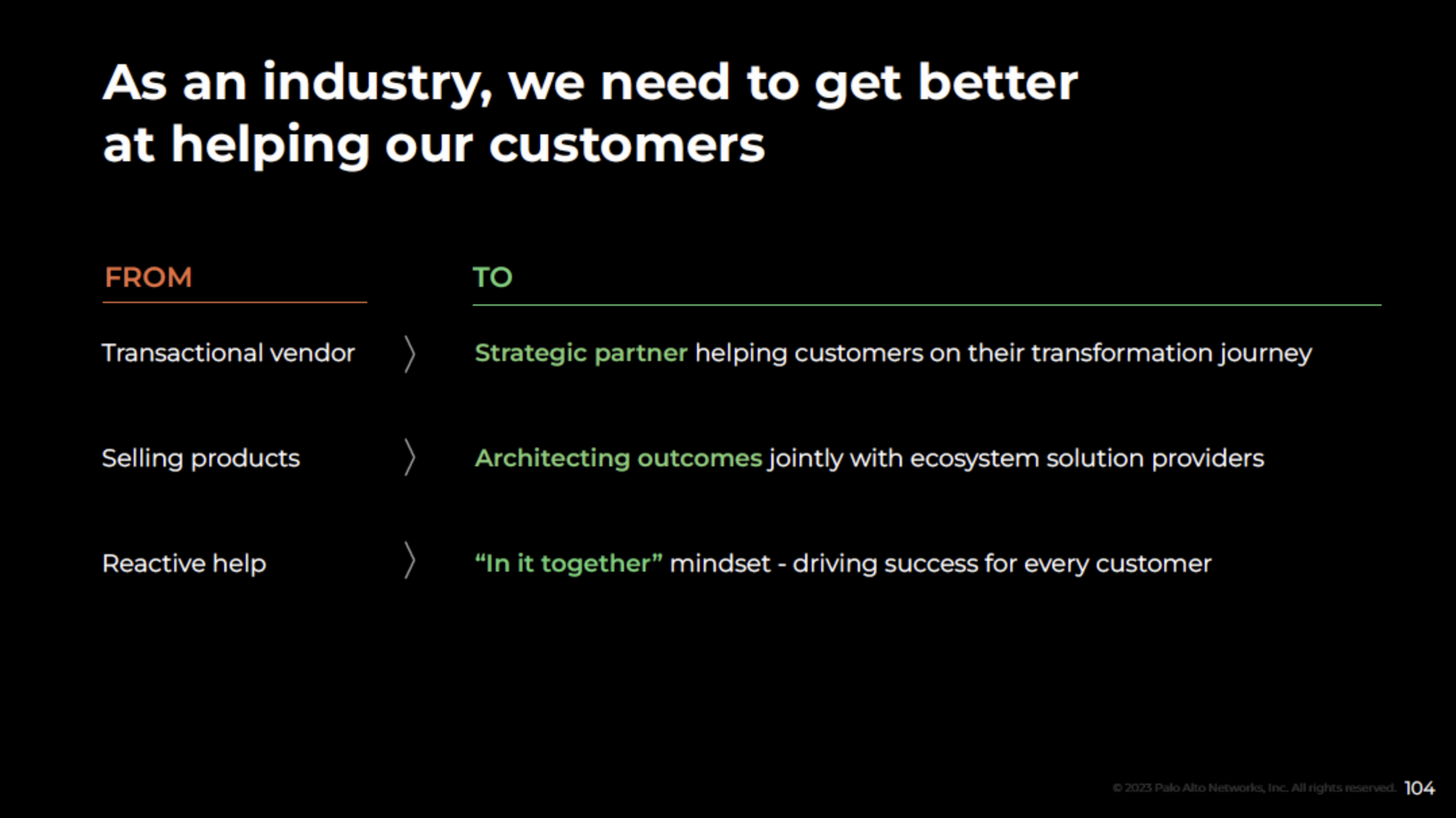 Palo Alto Networks shift from transactional to strategic GTM model