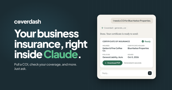 Coverdash Brings Business Insurance to Claude with New Insurance Integration