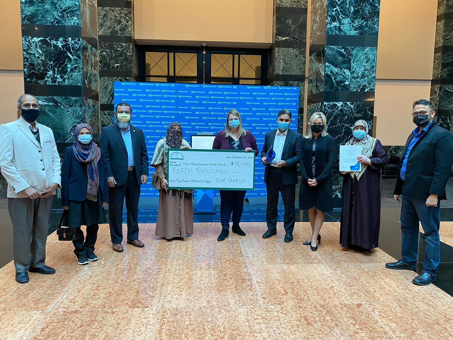 ICNA Canada donates $50K to The Mississauga Food Bank and receives community award