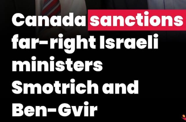 Canada sanctions Israeli cabinet ministers