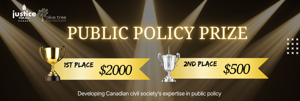 Olive Tree Foundation and Justice For All Canada Announce Public Policy Prize