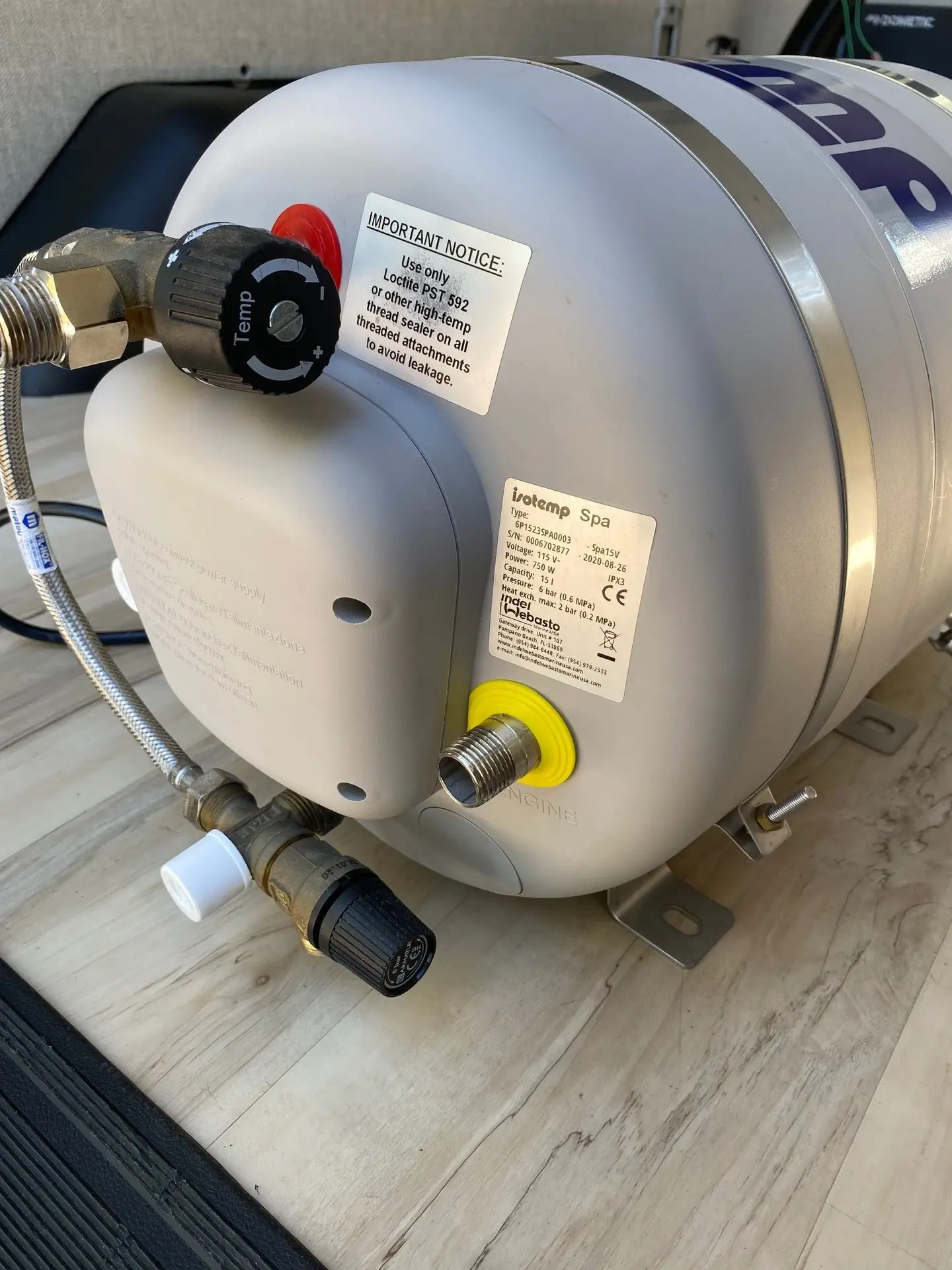 Isotemp campervan water heater