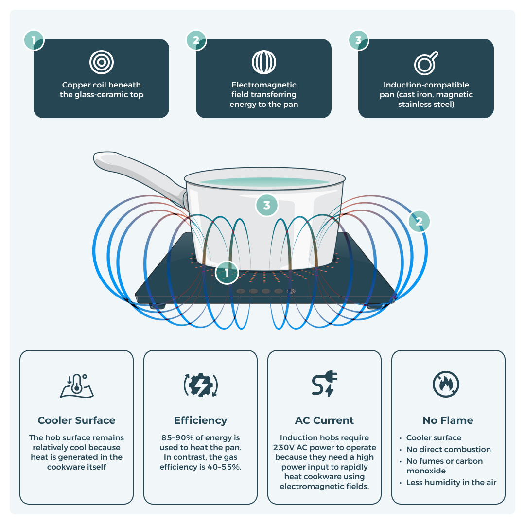 Campervan induction hob diagram