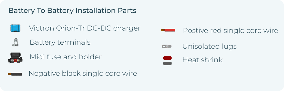 graphic showing the battery to battery installation parts
