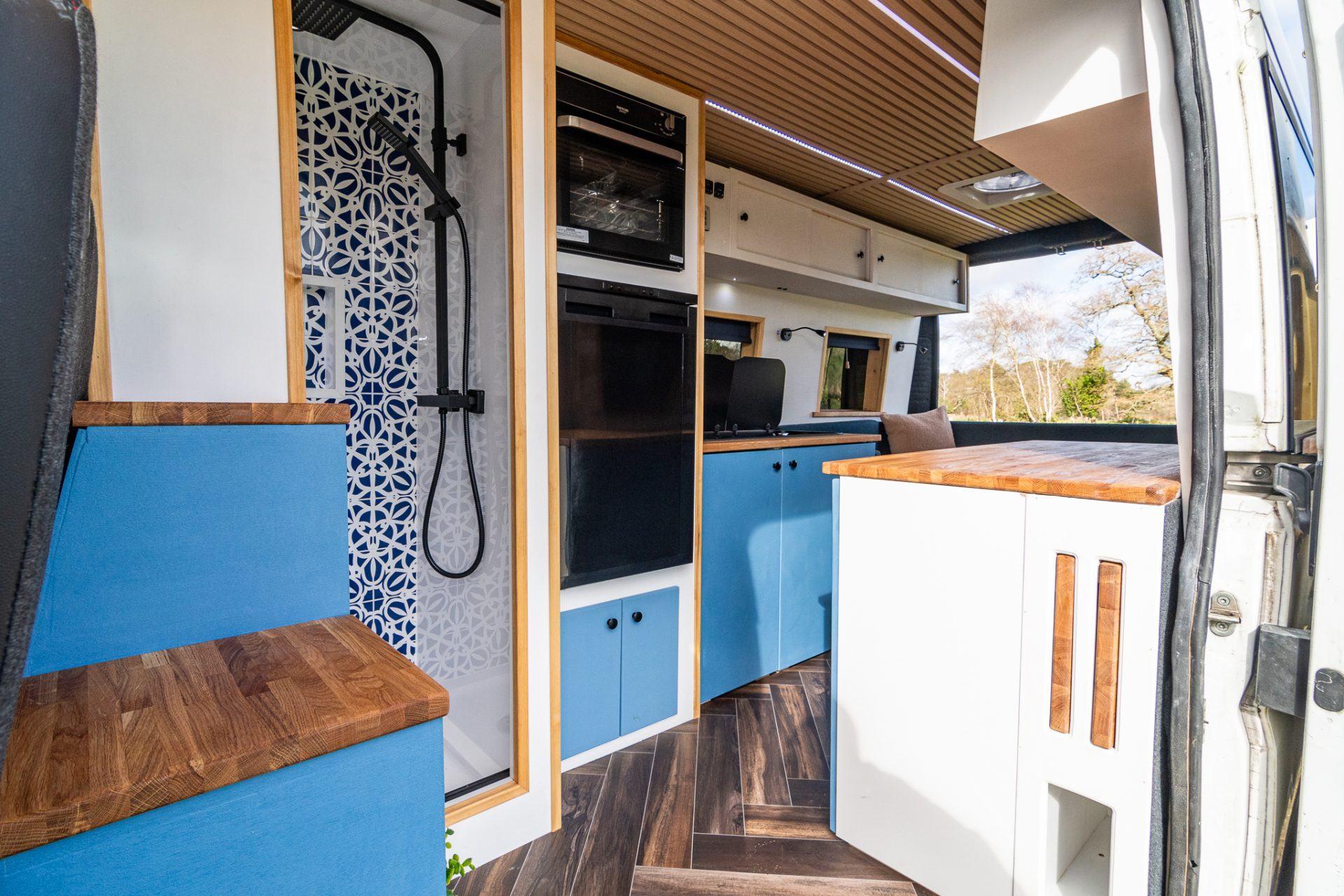 Inside a van conversion