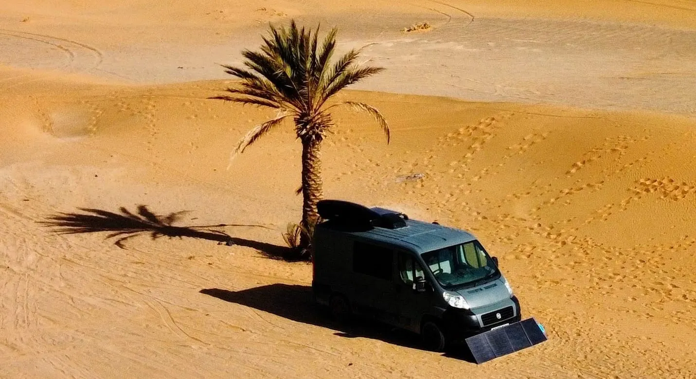 Camervan using solar in the desert