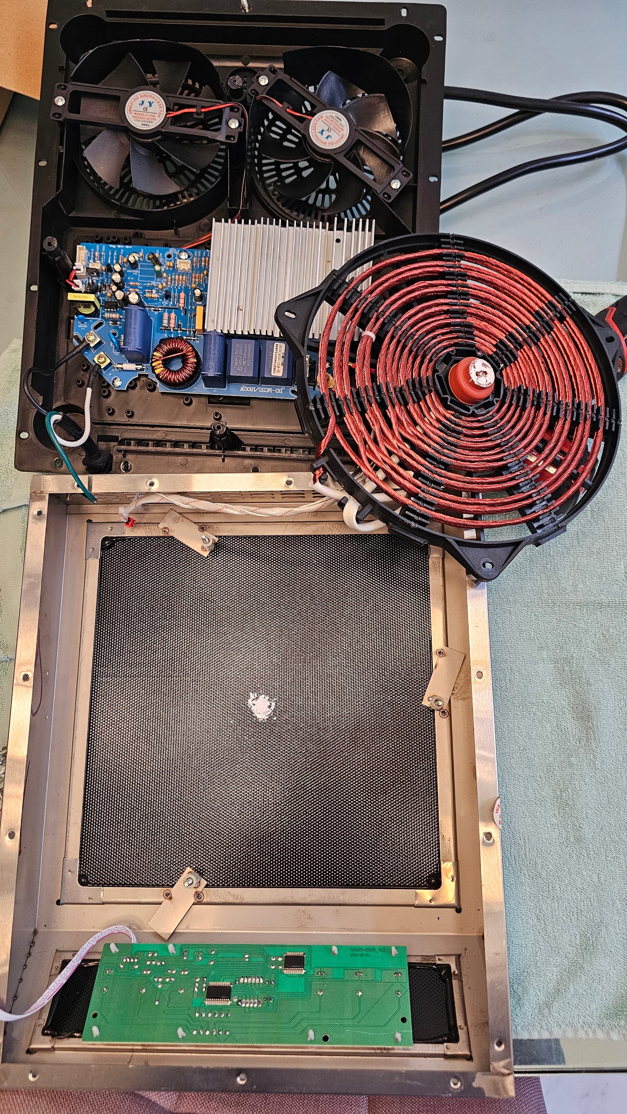 Disassembled induction burner