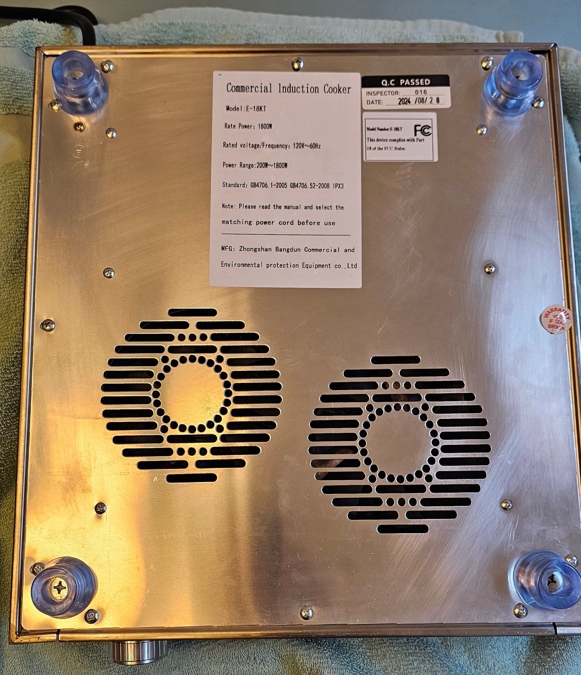 Underside of induction cooktop