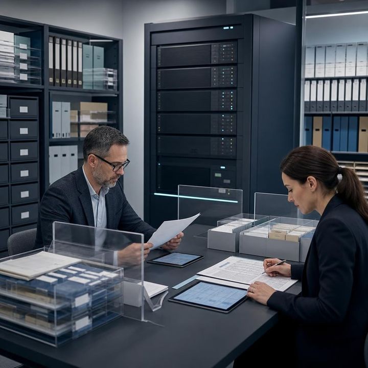 Editorial image of human oversight, retention boundaries, and audit layers controlling persistent AI memory, symbolizing governed continuity and accountability.