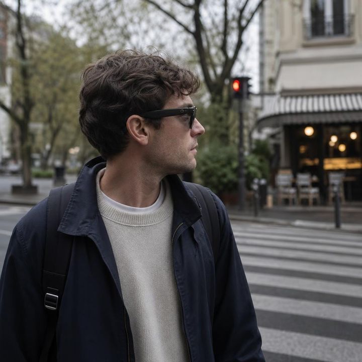 Editorial image of Ray-Ban Meta smart glasses used in everyday life, symbolizing a subtle ambient-computing interface beyond the phone.