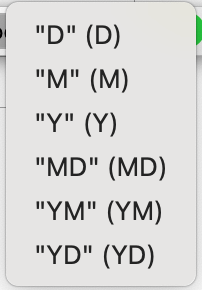 The 6 pre-defined dropdown choices