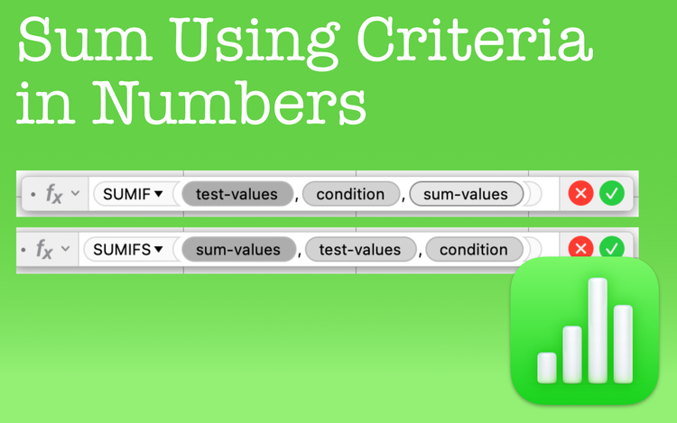 Sum Numbers Using Criteria in Apple Numbers
