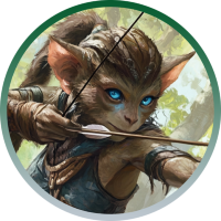 Token for Aria, the Simiah ranger. The border is a color gradient from green to gray.