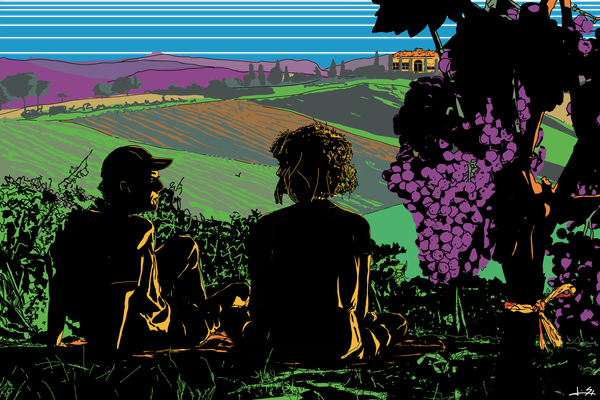 A Tuscan Picnic - Drawing by Jamie Moshe Straz