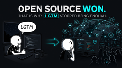 Stick figure thumbs-up at code on one screen; arrow to a worried figure reviewing a pull request before a connected world