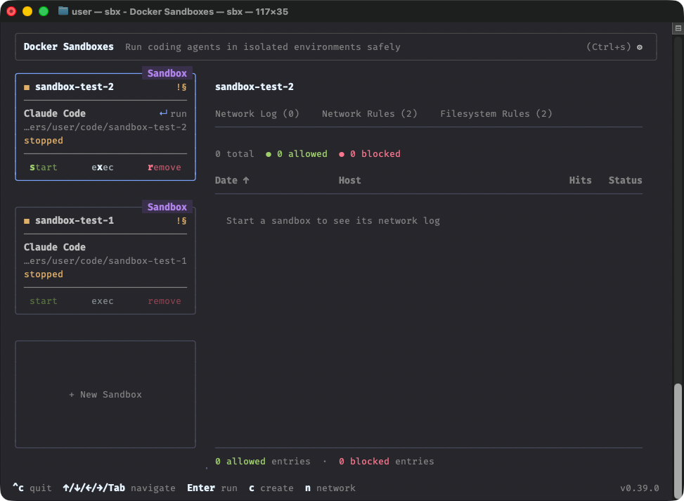 A screenshot of the terminal UI for `sbx`. Though, if you're blind, it's probably simpler to just use CLI args than this UI