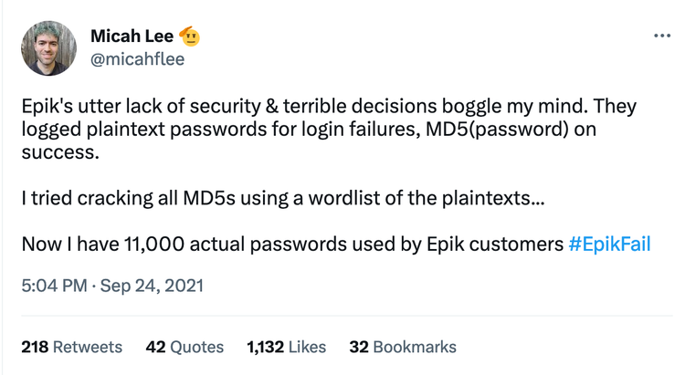 Twitter Thread: Epik's utter lack of security & terrible decisions boggle my mind
