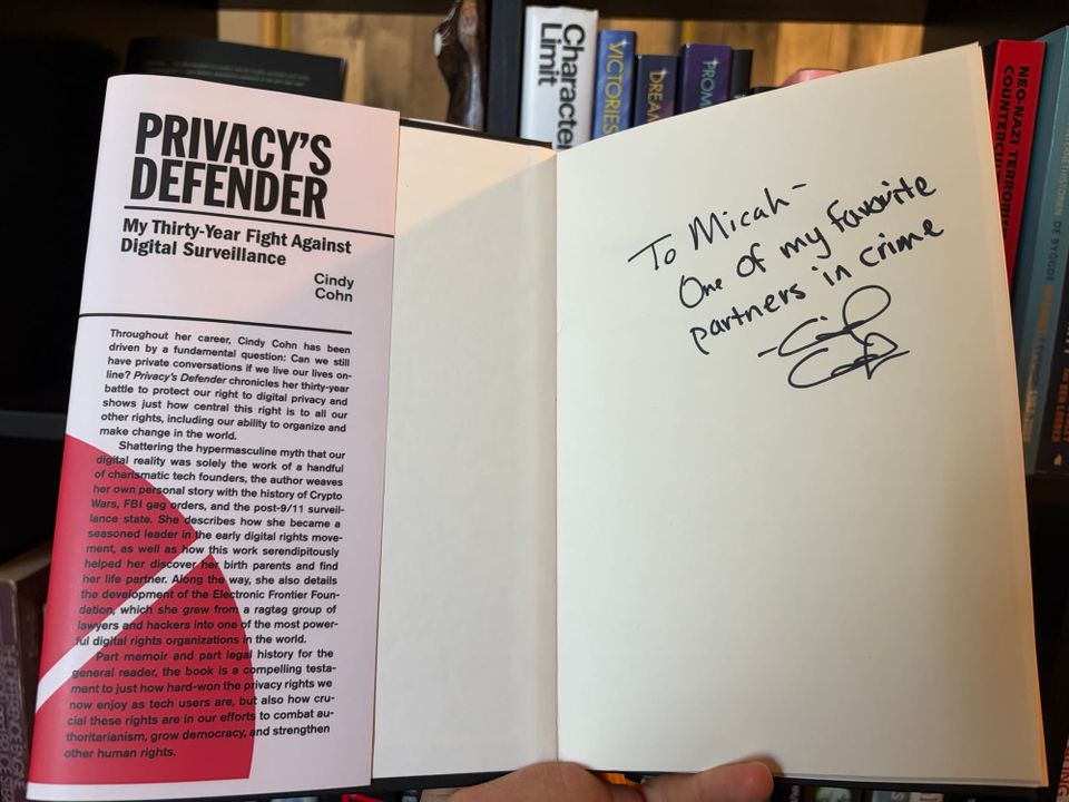 Read Cindy Cohn's new book, Privacy's Defender: My Thirty-Year Fight Against Digital Surveillance