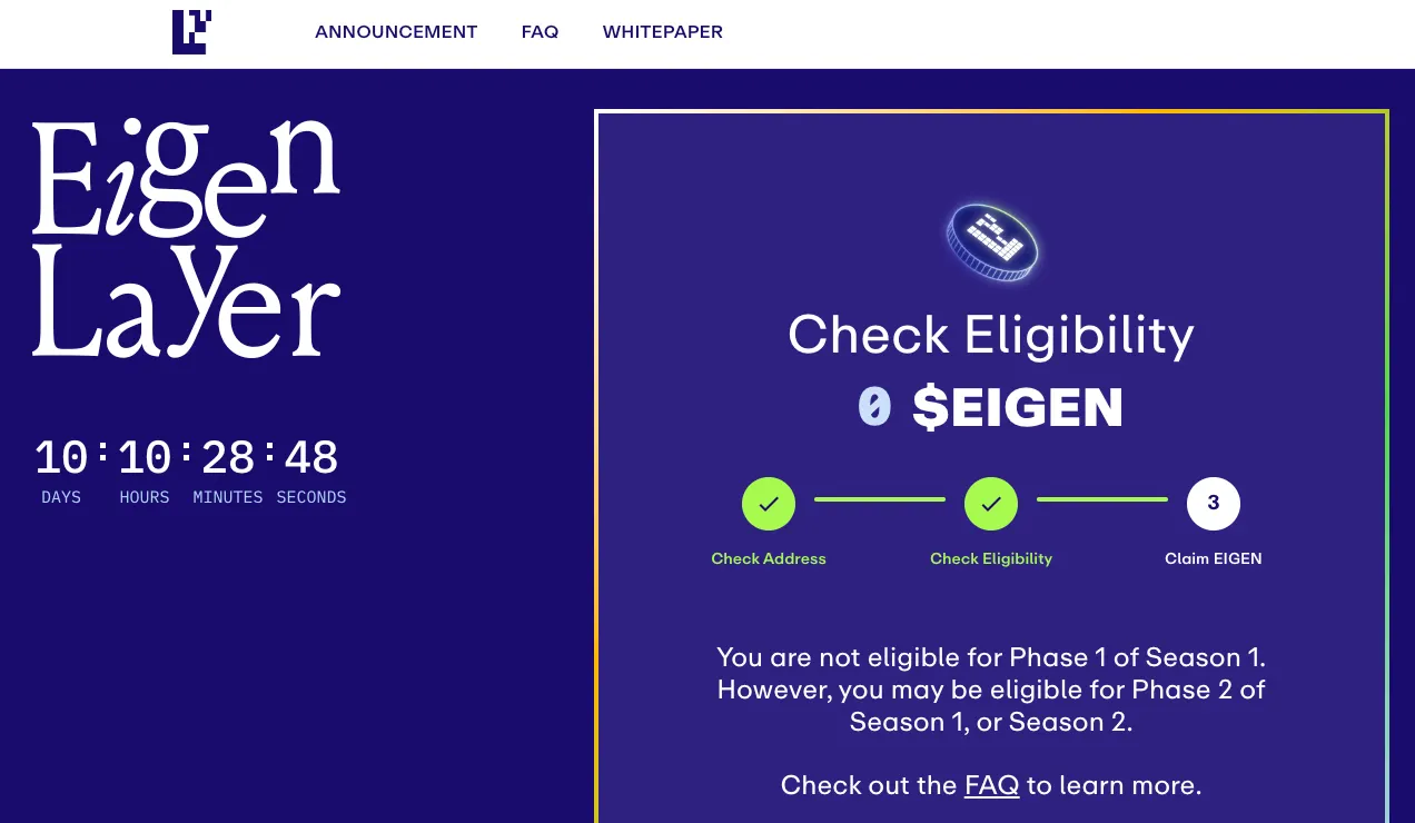 ether.fi 基金會：eETH 重質押者現可查詢 EIGEN 空投