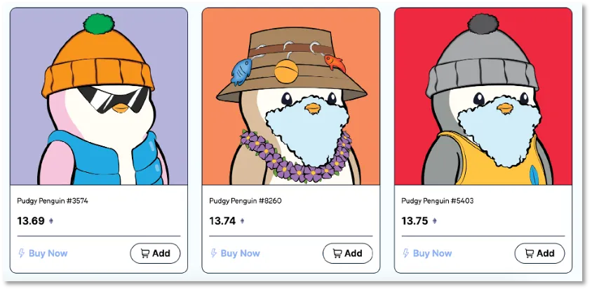 “胖企鵝” Pudgy Penguins 市值跌出 NFT 市值排名前三