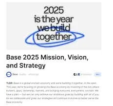 Base公佈2025年戰略目標：計劃實現2500萬用戶、2.5萬開髮者、平颱資産規模達1000億美元