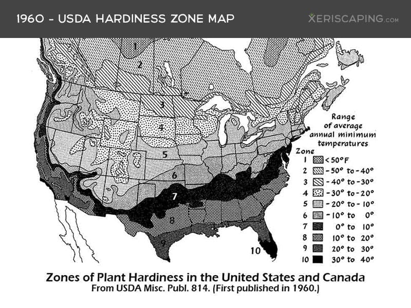 1960 USDA plant hardiness zone map of the United States