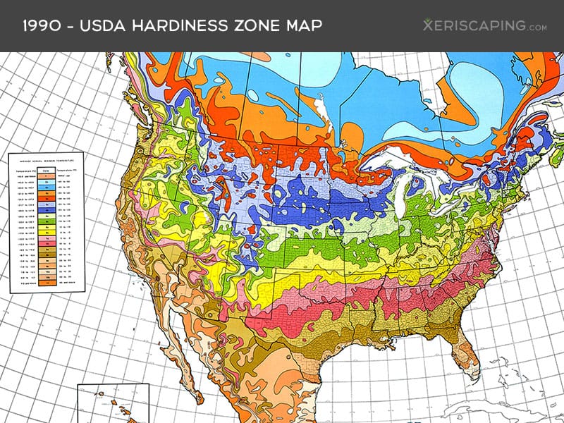 1990 USDA plant hardiness zone map of the United States
