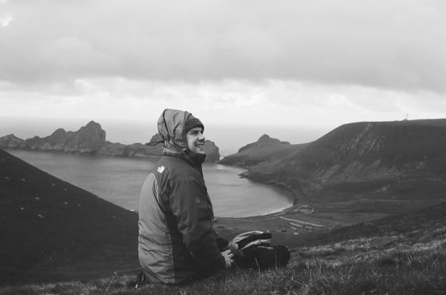 Iain F Macleod on  St Kilda during the filming of St Kilda: The Opera.