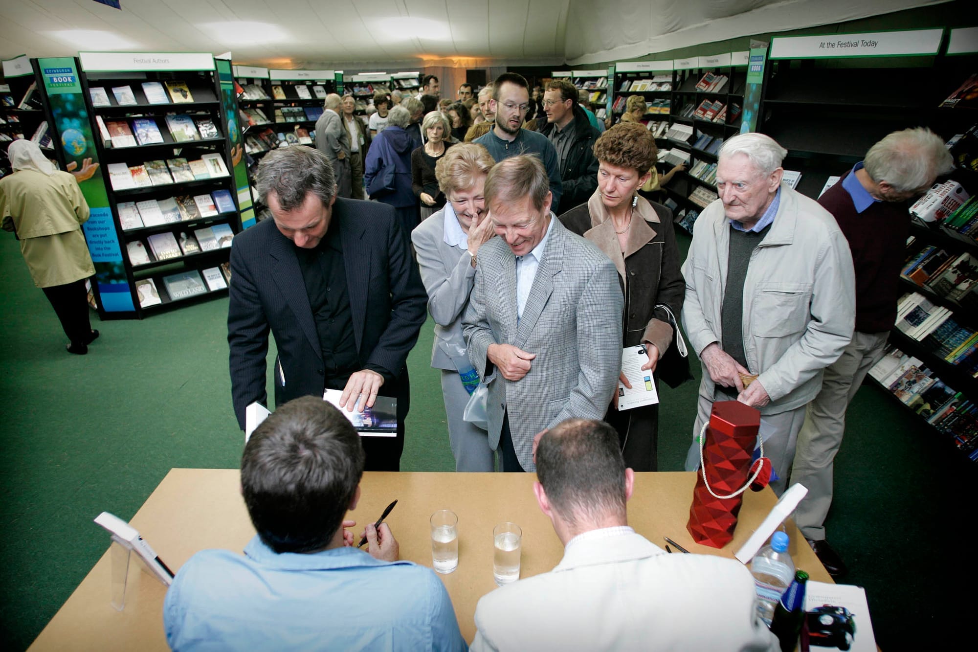 Signing books at the Edinburgh Book Festival