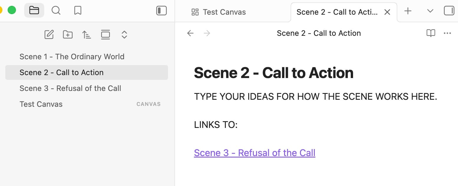 Writing your Scene-by-Scene in Obsidian