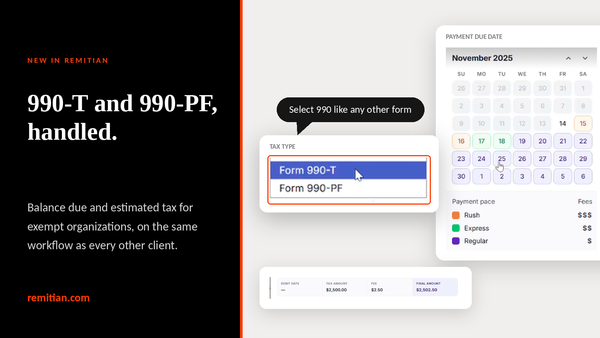 Remitian now supports Form 990 filers