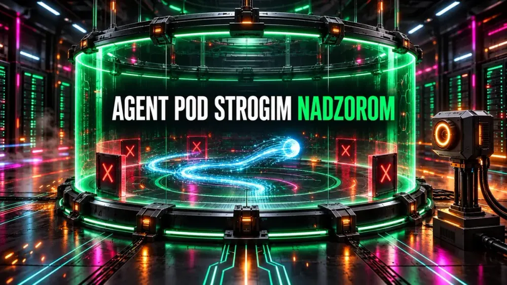 Hardverski sigurnosni prsten za AI agenta uz centralni naslov Agent pod strogim nadzorom