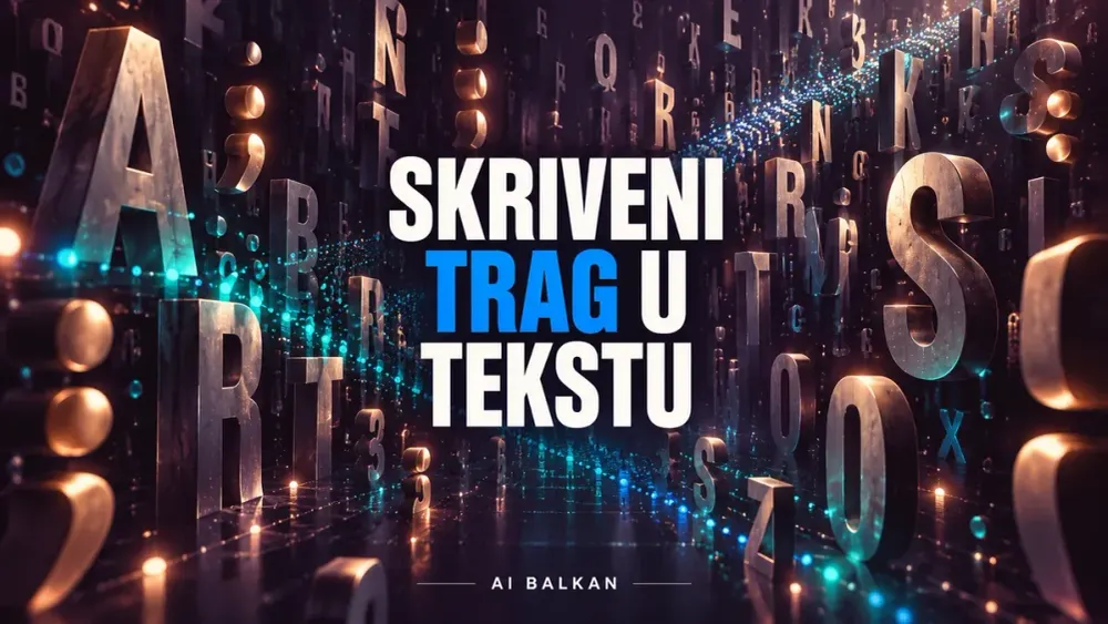 Ilustracija niza riječi i skrivenog obrasca uz naslov Skriveni trag u tekstu