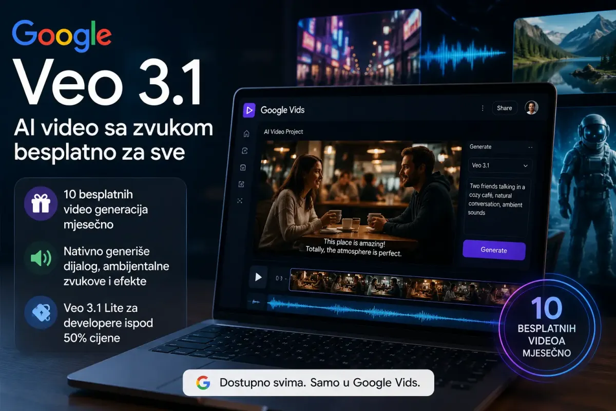Google Veo 3.1 donosi AI video sa zvukom besplatno za sve