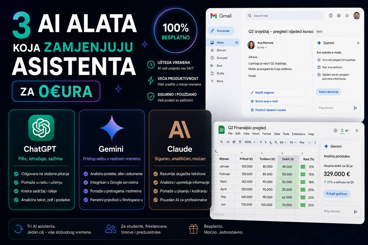 3 AI alata koja zamjenjuju asistenta za 0 eura