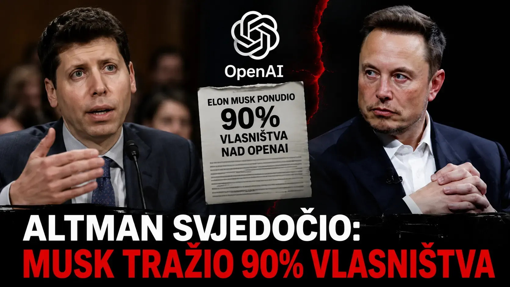 Altman svjedočio. Musk tražio 90 posto vlasništva nad OpenAI