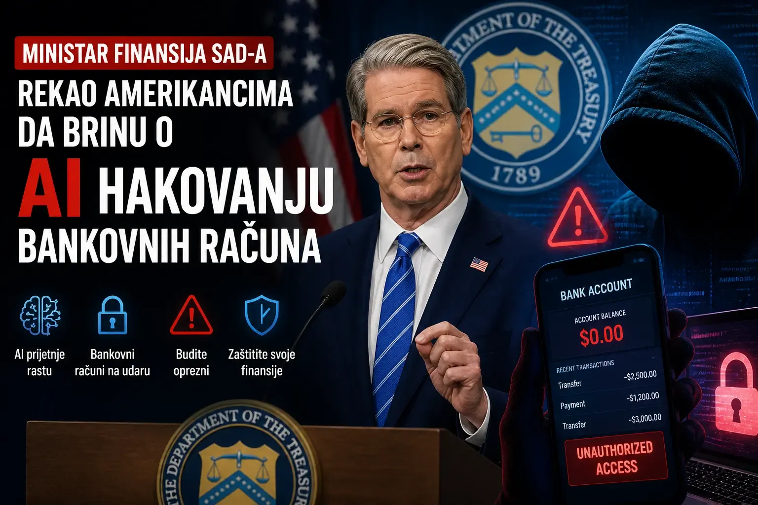 Ministar finansija SAD-a rekao Amerikancima da brinu o AI hakovanju bankovnih računa