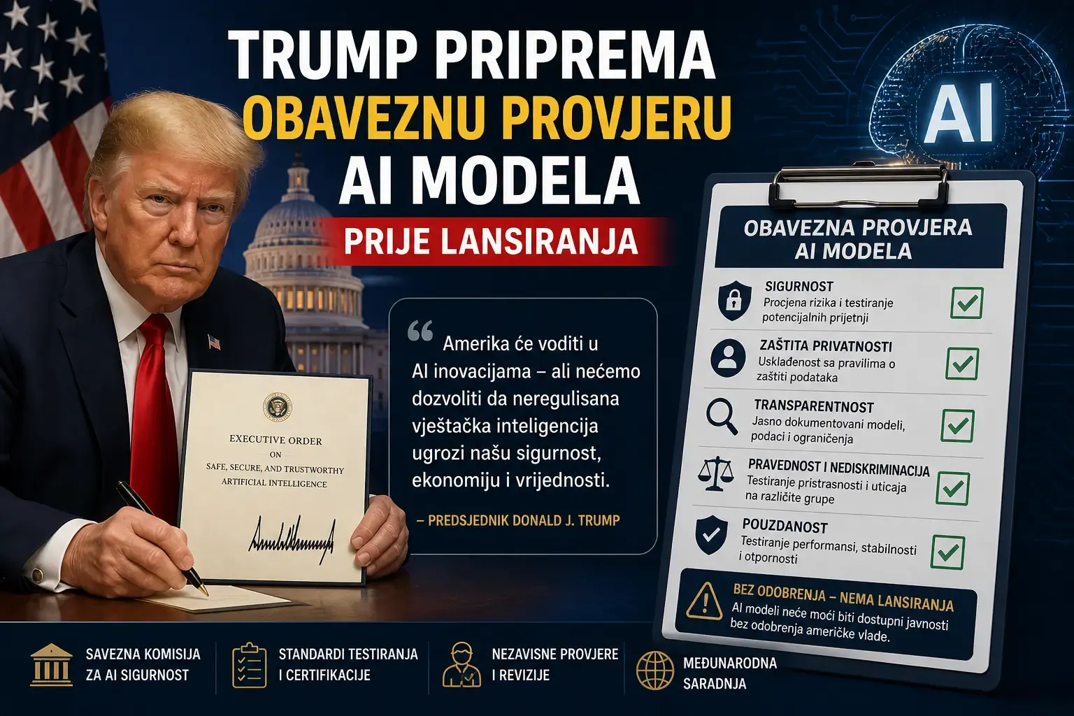 Trump priprema obaveznu provjeru AI modela prije lansiranja
