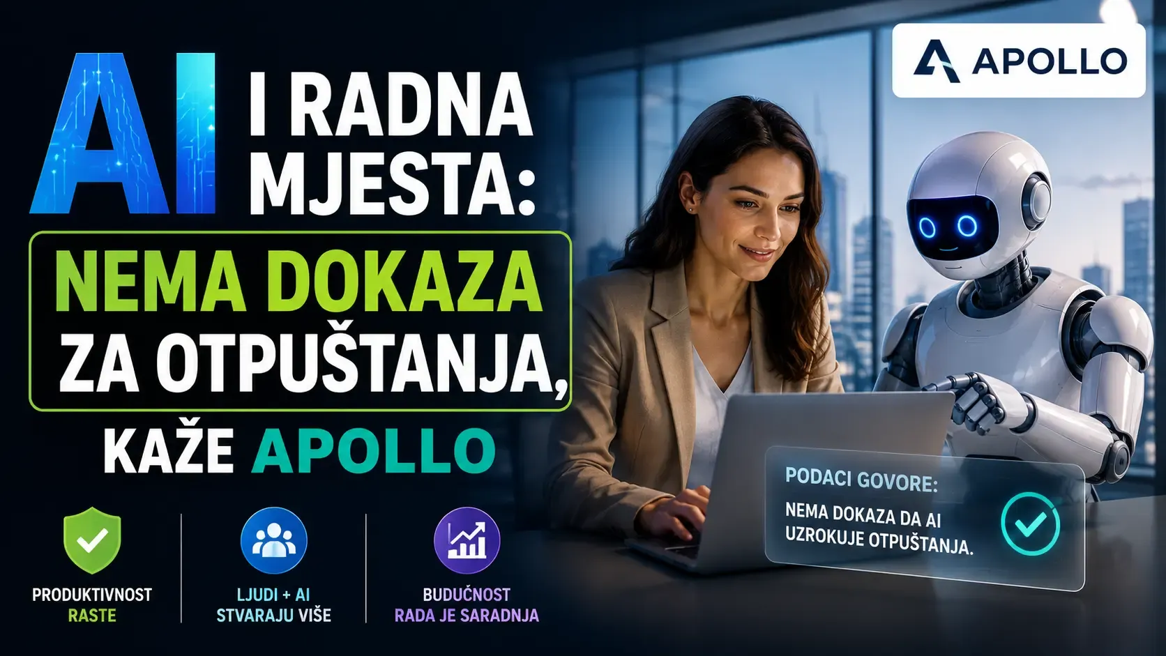 AI i radna mjesta nema dokaza za otpuštanja, kaže Apollo