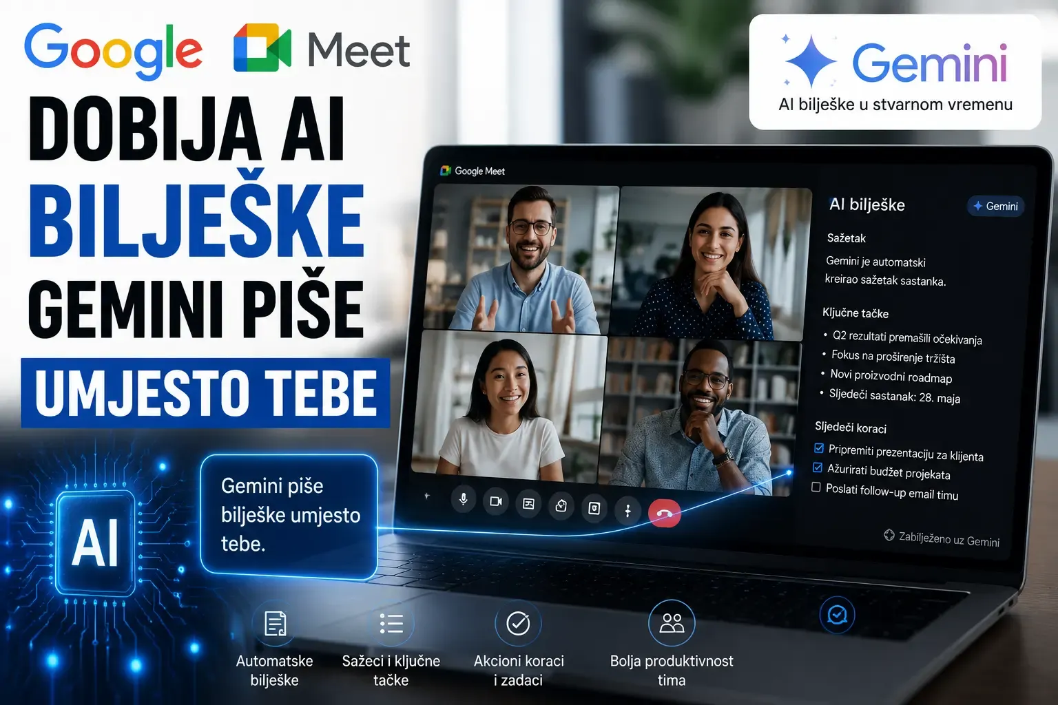 Google Meet dobija AI bilješke Gemini piše umjesto tebe