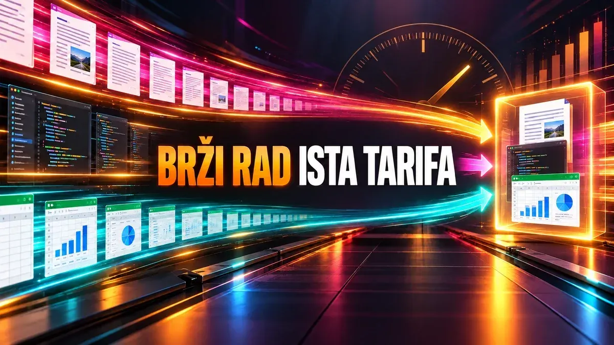 Dokumenti, kod i tabele ubrzani kroz AI tok uz centralni naslov Brži rad ista tarifa